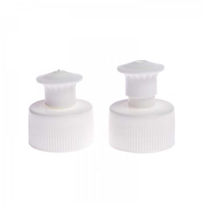 Push pull cap - with pull-out top, suitable for detergent and detergents with higher viscosity. Material: PPColour: whiteNeck diameter: 28 mmHeight: 34 mm