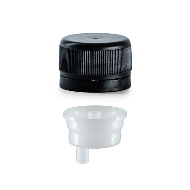 Black Plastic Cap with Inner Dropper, 28/410