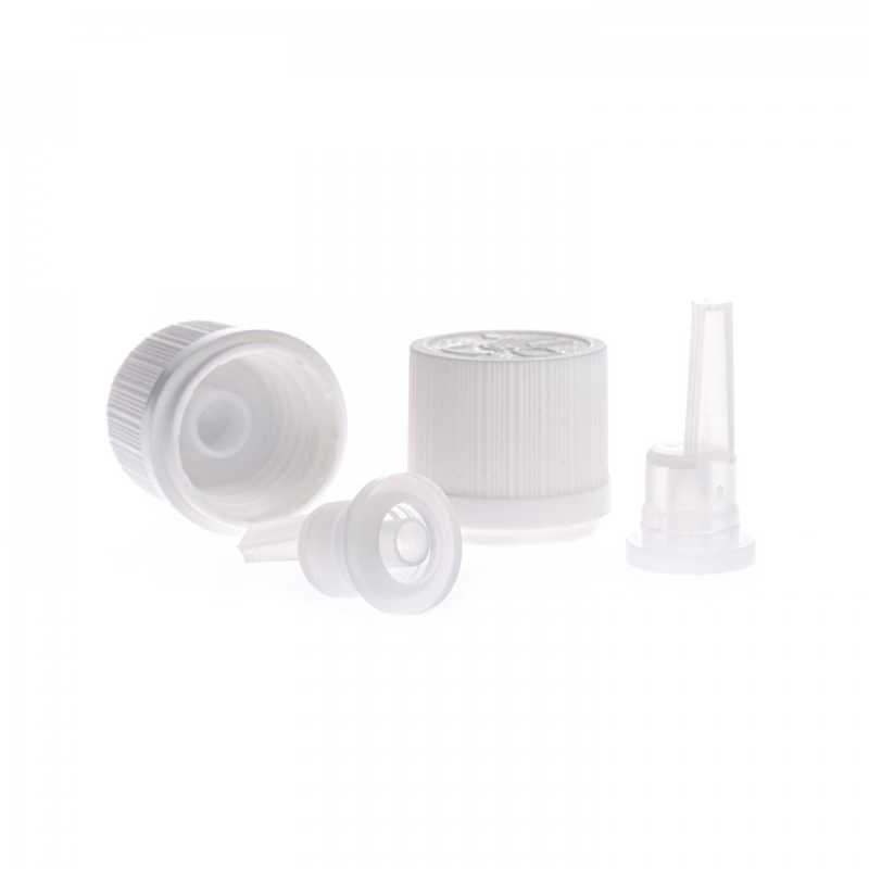 White Plastic Tamper Evident Safety Cap, Ribbed, 18/415