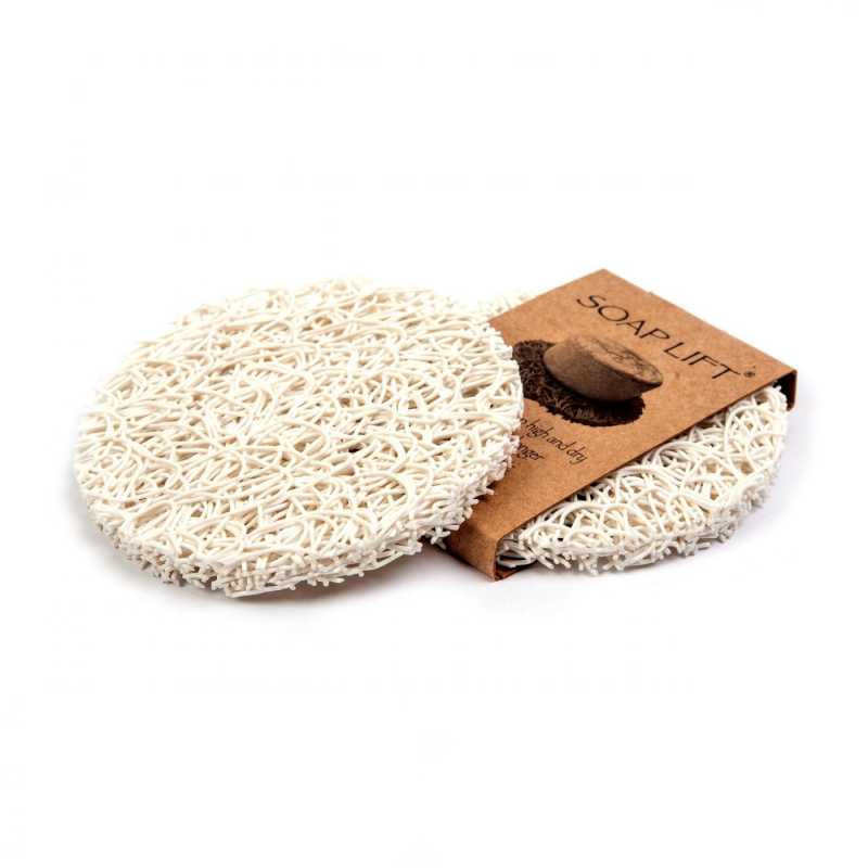 Eco-friendly soap dish - shampoo bottle made of corn bio-plastic in natural colour.Diameter: 9 cm