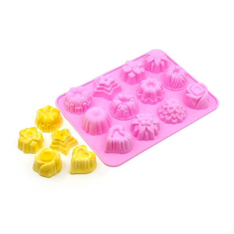 Silicone moulds are very flexible and can be used to cast a variety of substances including soaps, waxes and soap bases.
Pour the liquid heated mass into the m