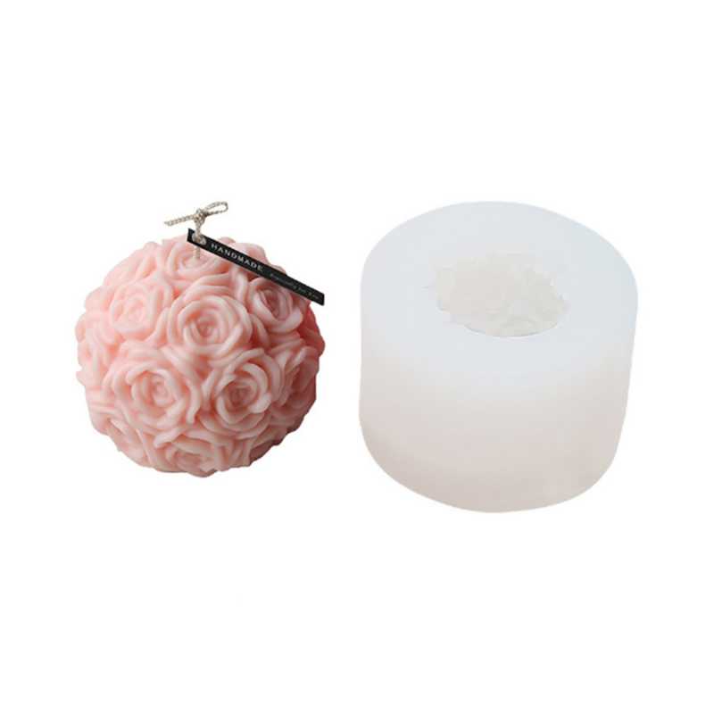 Silicone candle mould in the shape of a rose ball. Pour it with waxes that are designed for freestanding candles.
Silicone molds are very flexible and can be u