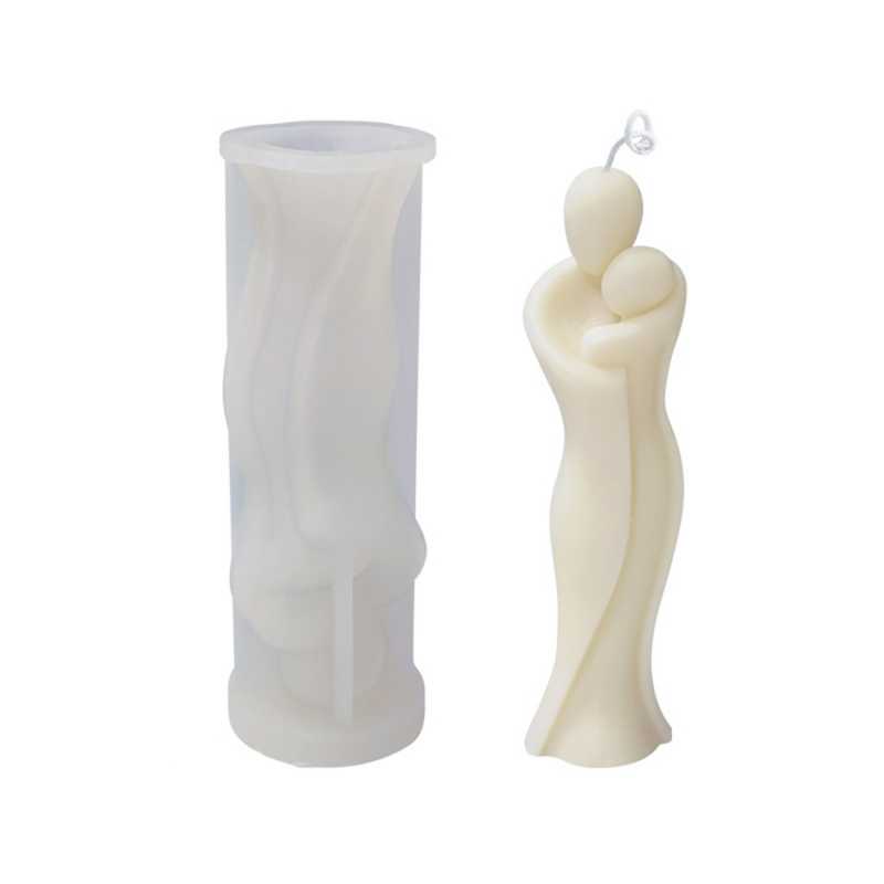Silicone candle mould in the shape of a mother and child. Pour it with waxes that are designed for freestanding candles.
Silicone moulds are very flexible and 