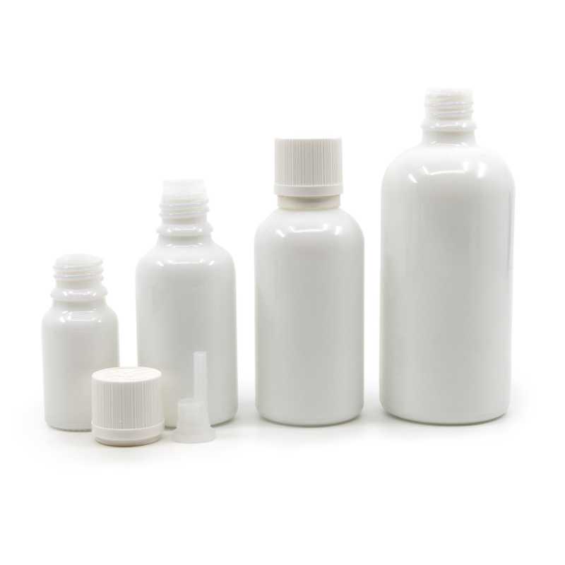 The white glass bottle, the so-called vial, is made of thick glass. It is used for storing liquids.Volume: 100 mlBottle height: 112 mmBottle diameter: 44,5 mmDi