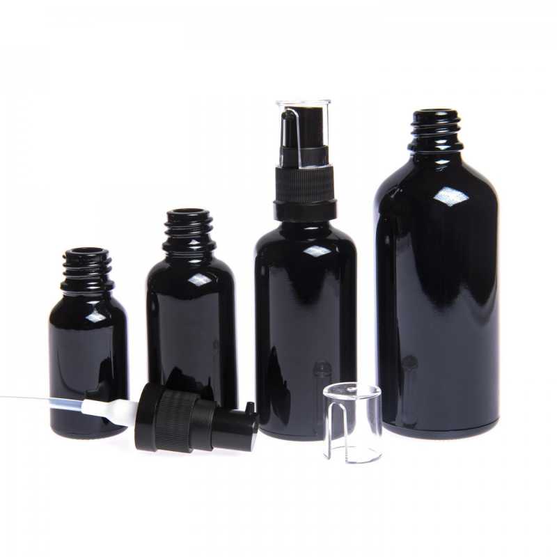 Theglass bottle, the so-called vial, is made of high quality black glass with a glossy surface. Thanks to this, it does not transmit light into the bottle and t