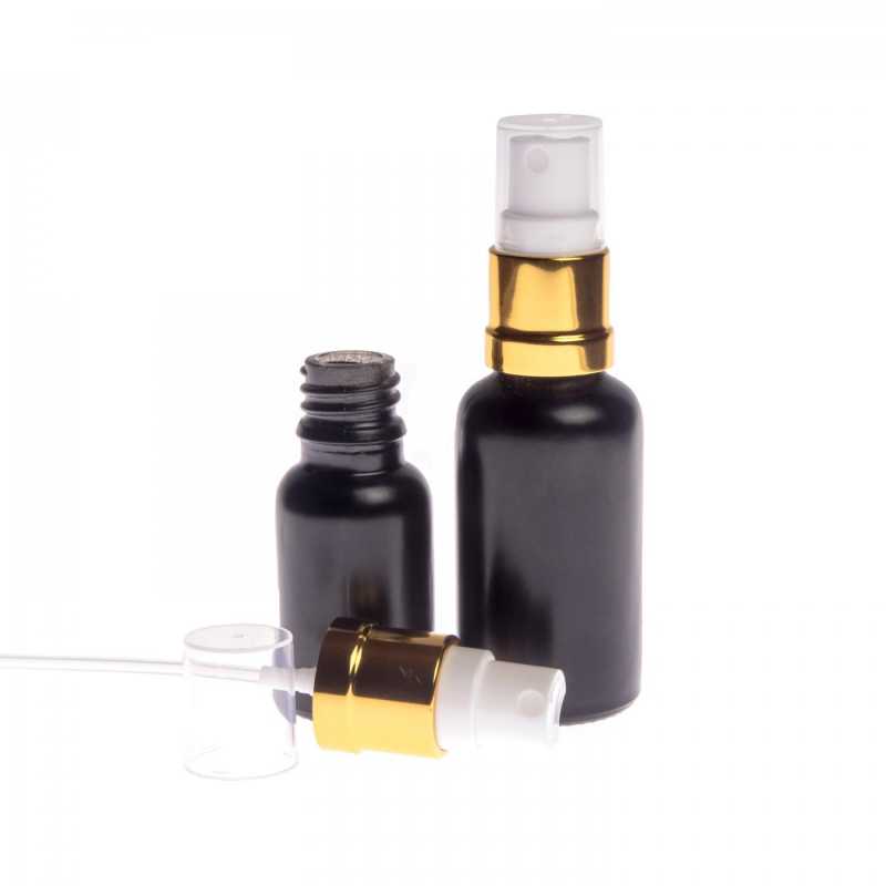 Theglass bottle, the so-called vial, is made of thick glass in black matt finish. It is used for storing liquids, which, thanks to its colour, it effectively pr