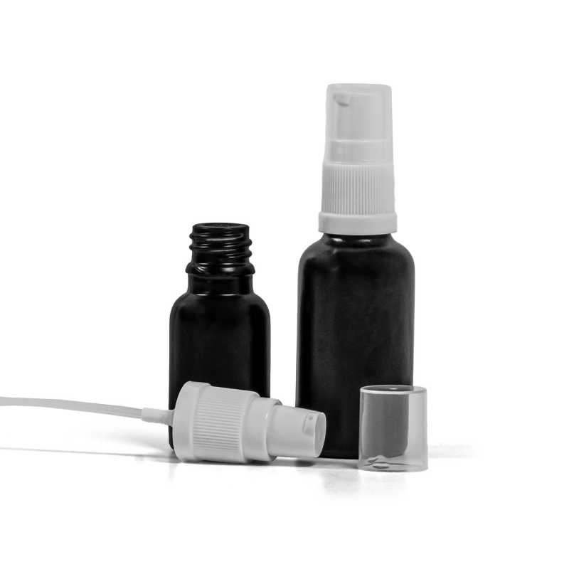 Theglass bottle, the so-called vial, is made of thick glass in black matt finish. It is used for storing liquids, which, thanks to its colour, it effectively pr