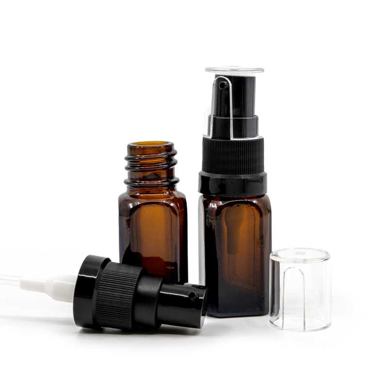 Glass Square Bottle, Oil Pump, 10 ml