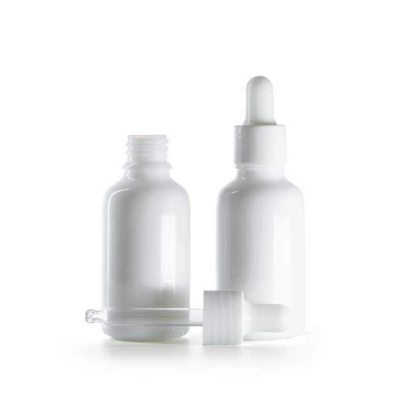 White Glass Bottle, Glossy White Dropper, 30 ml