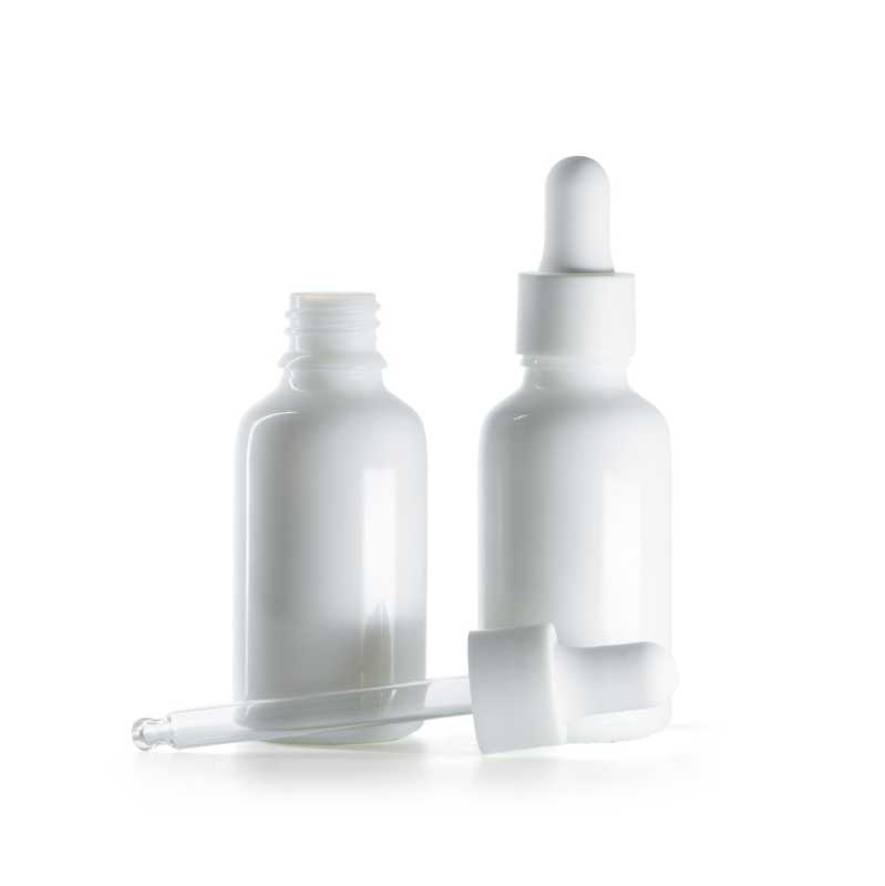 White Glass Bottle, White Matte Smooth Dropper, 30 ml