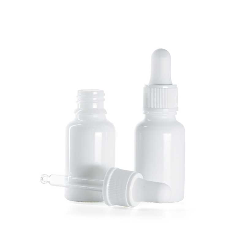 White Glass Bottle, Matte White Dropper, 15 ml