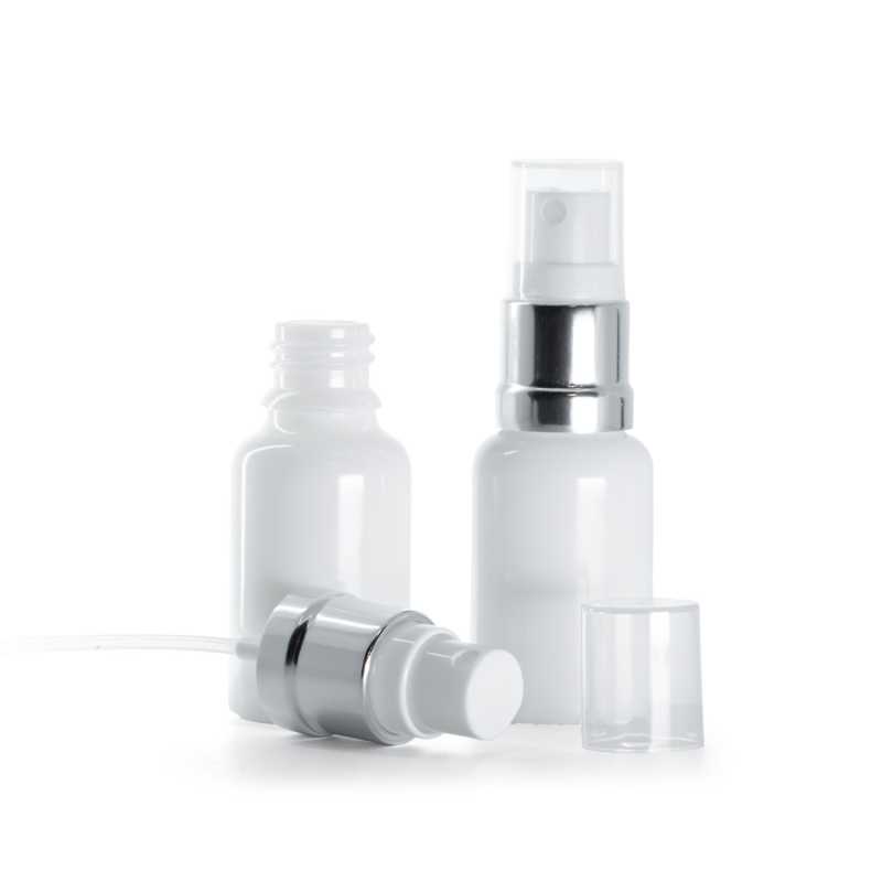White Glass Bottle, Glossy Silver White Spray, 15 ml
