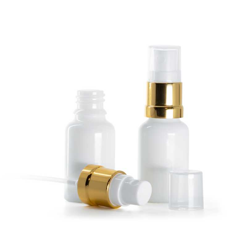 White Glass Bottle, Glossy Gold White Spray, 15 ml