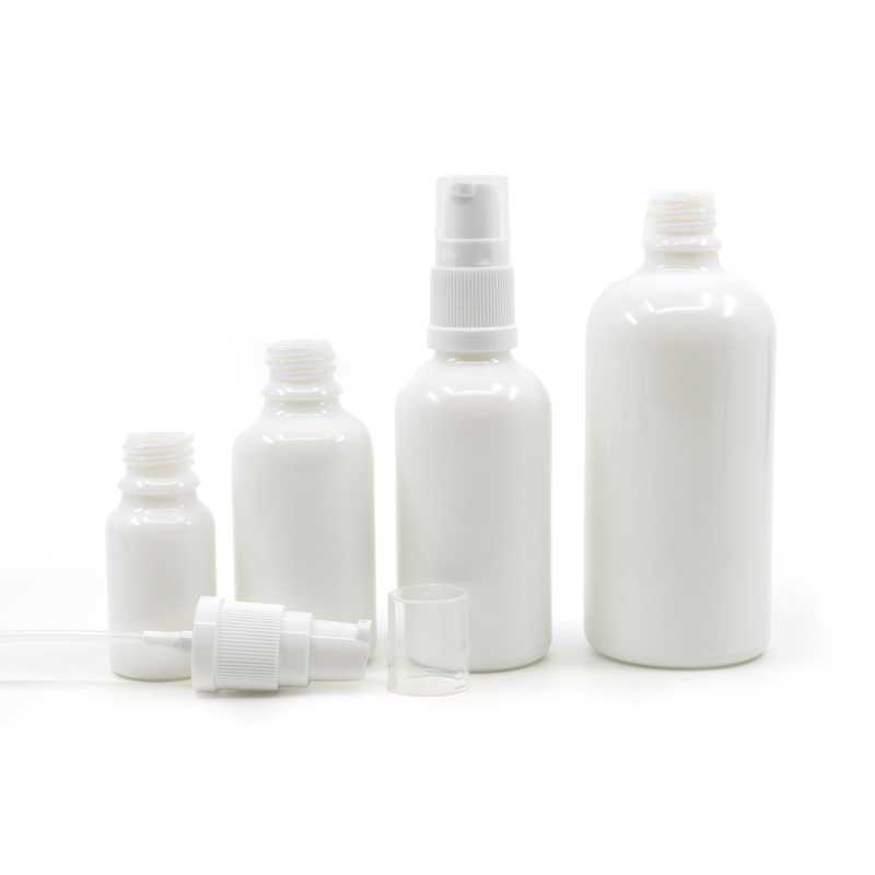 The white glass bottle, the so-called vial, is made of thick glass. It is used for storing liquids.Volume: 100 mlBottle height: 112 mmBottle diameter: 44,5 mmDi