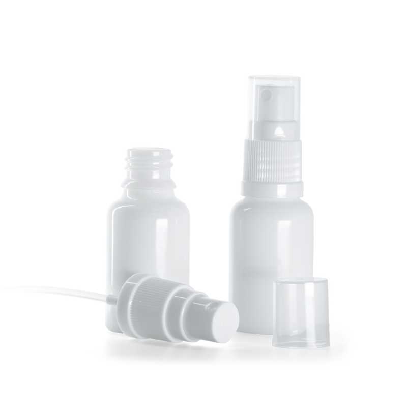 White Glass Bottle, White Spray, 15 ml