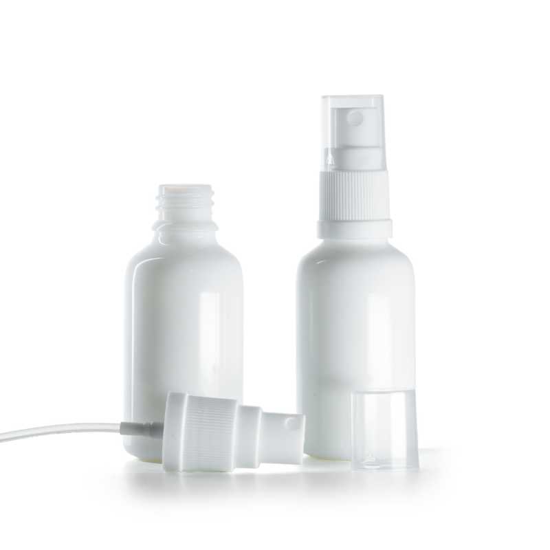 White Glass Bottle, White Spray, 30 ml