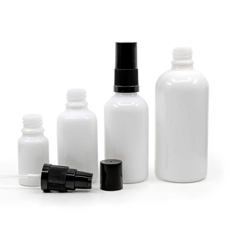 The white glass bottle, the so-called vial, is made of thick glass. It is used for storing liquids.Volume: 100 mlBottle height: 112 mmBottle diameter: 44,5 mmDi