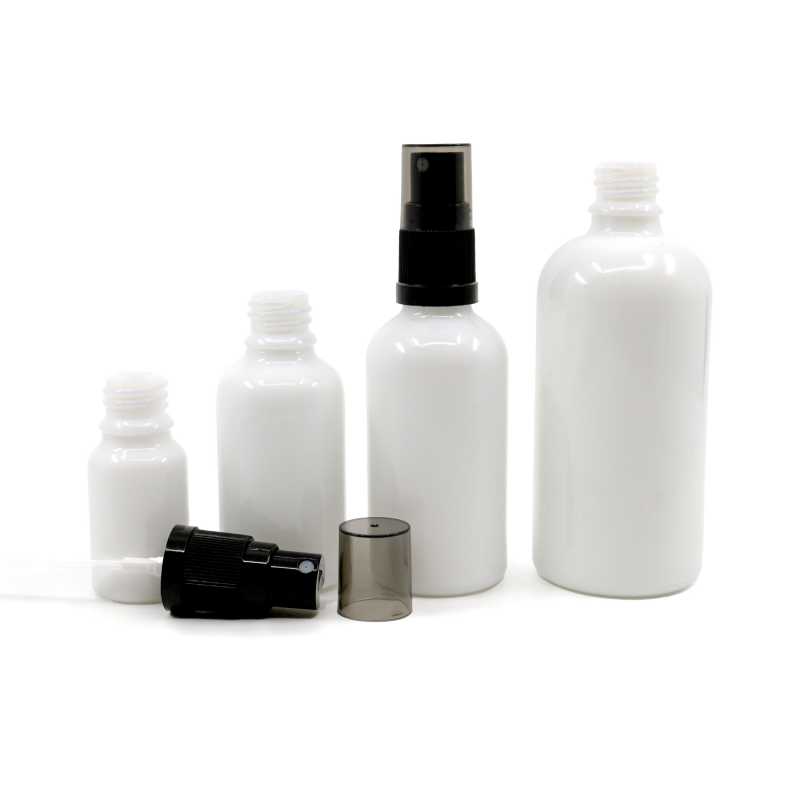 The white glass bottle, the so-called vial, is made of thick glass. It is used for storing liquids.Volume: 100 mlBottle height: 112 mmBottle diameter: 44,5 mmDi