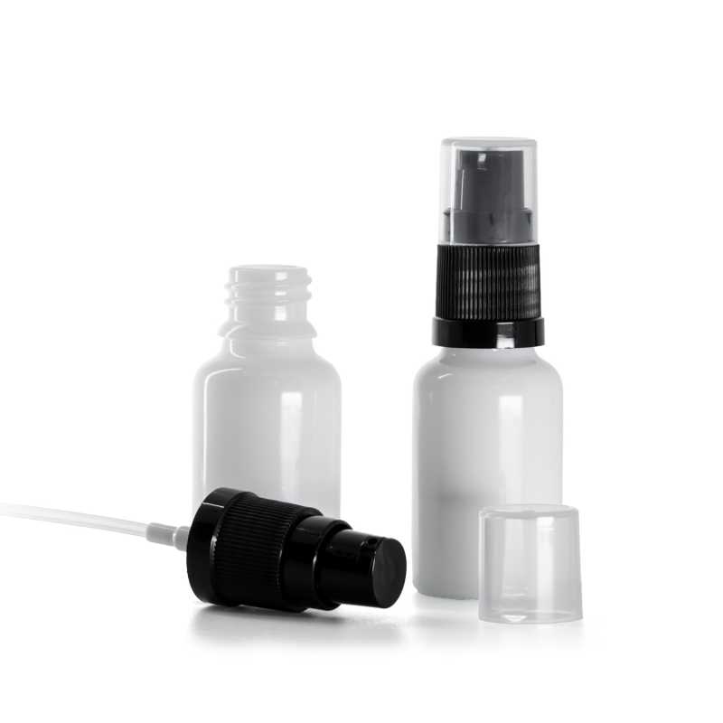 White Glass Bottle, Lotion Pump, 15 ml