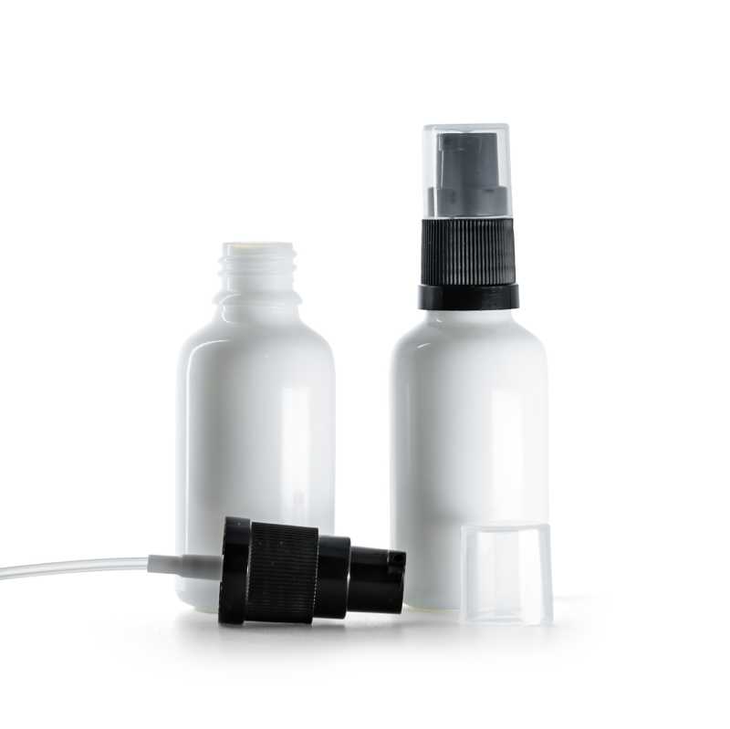 White Glass Bottle, Lotion Pump, 30 ml