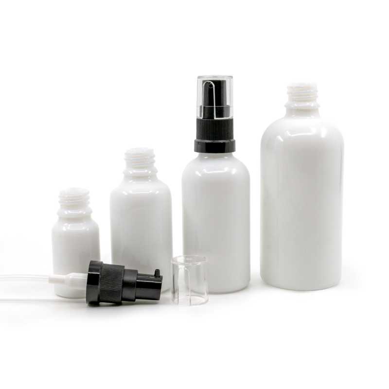 The white glass bottle, the so-called vial, is made of thick glass. It is used for storing liquids.Volume: 100 mlBottle height: 112 mmBottle diameter: 44,5 mmDi