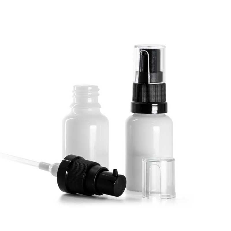 White Glass Bottle, Oil Pump, 15 ml