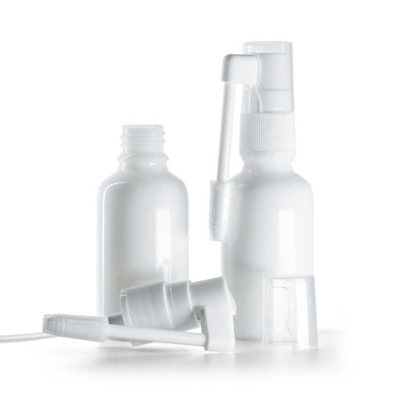 White Glass Bottle, White Oral Spray, 30 ml