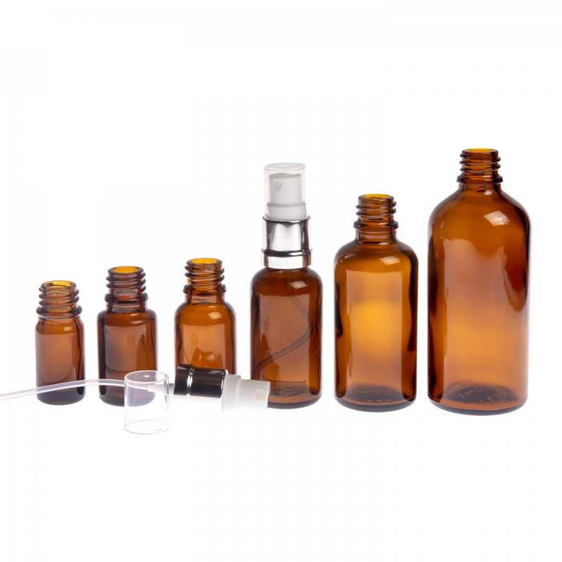 The glass bottle, the so-called vial, is made of thick, dark brown glass. It is used for storing liquids, which, thanks to its colour, it effectively protects f