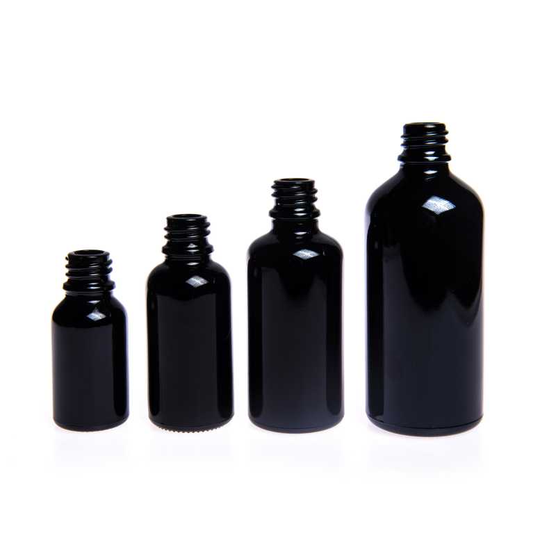 Theglass bottle, the so-called vial, is made of high quality black glass with a glossy surface. Thanks to this, it does not transmit light into the bottle and t