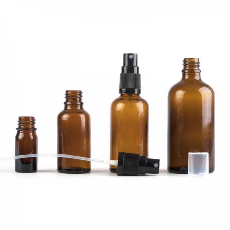 Amber Glass Bottle, Black Spray, 10 ml