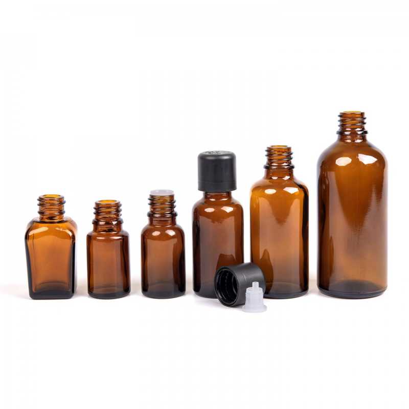 The glass bottle, the so-called vial, is made of thick, dark brown glass. It is used for storing liquids, which, thanks to its colour, it effectively protects f