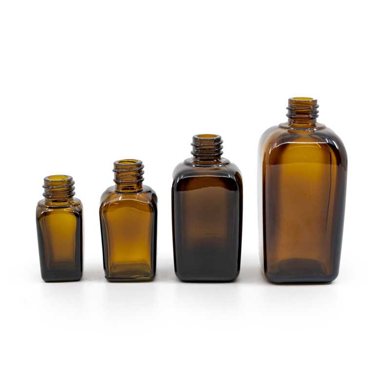 The square glass bottle, called the vial, is made of thick glass of dark brown colour. It is used for storing liquids, which, thanks to its colour, it effective