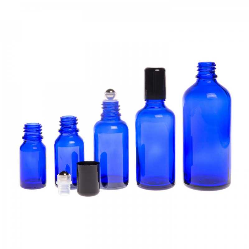 Blue Glass Bottle with Roll-On, 5 ml