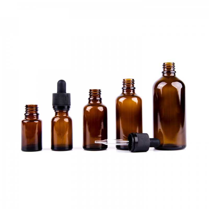 The glass bottle, the so-called vial, is made of thick, dark brown glass. It is used for storing liquids, which, thanks to its colour, it effectively protects f