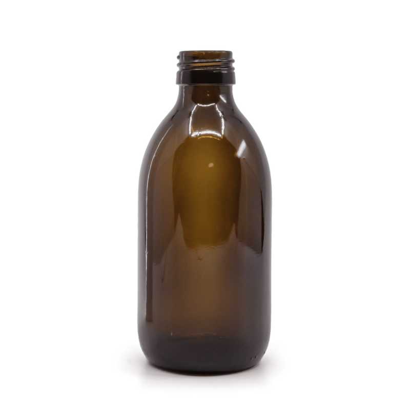 Amber Round Sirup Glass Bottle, PP28S, 250 ml