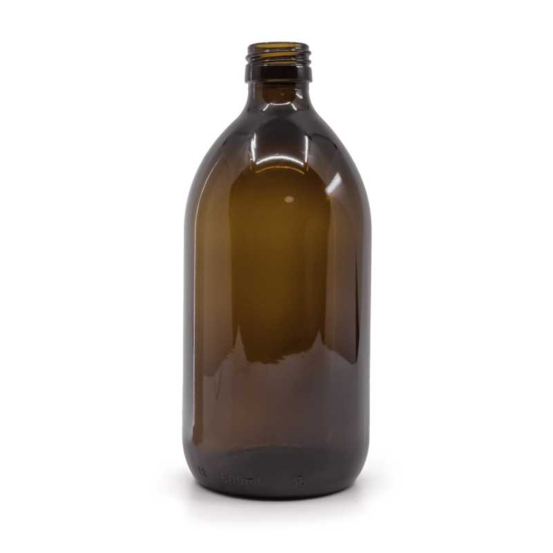 Amber Round Sirup Glass Bottle, PP28S, 500 ml
