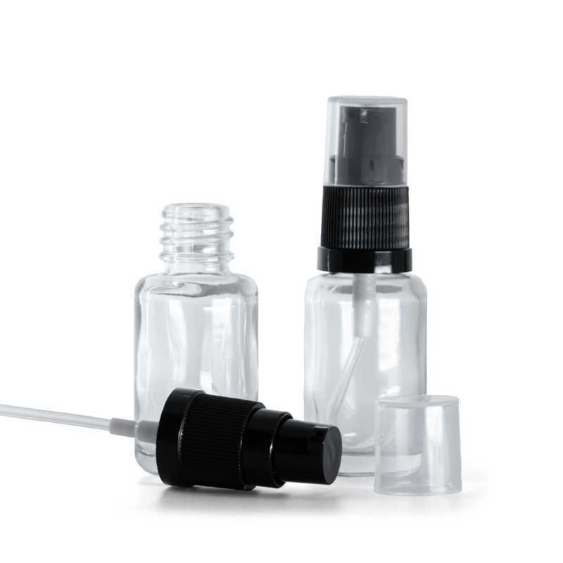 Clear Glass Bottle, Round, Lotion Pump, 12 ml