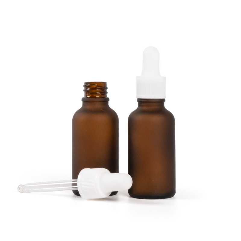 Amber Matte Glass Bottle, Matte White Dropper, 30 ml-copy