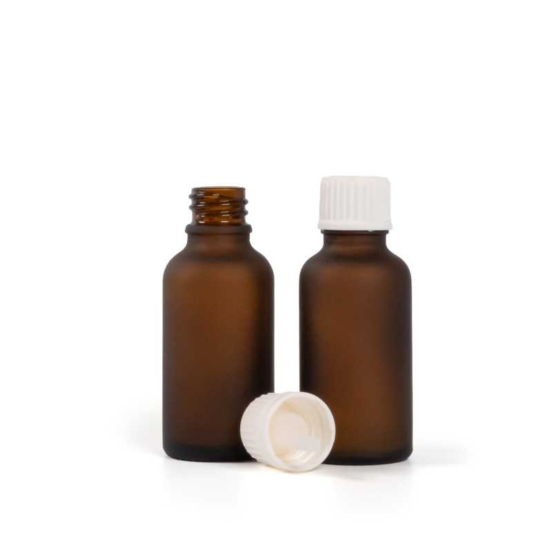 Amber Matte Glass Bottle, White Tamper Evident Cap & Dropper, 30 ml