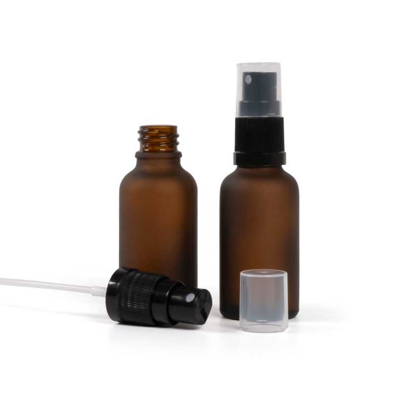 Amber Matte Glass Bottle, Black Spray, 30 ml