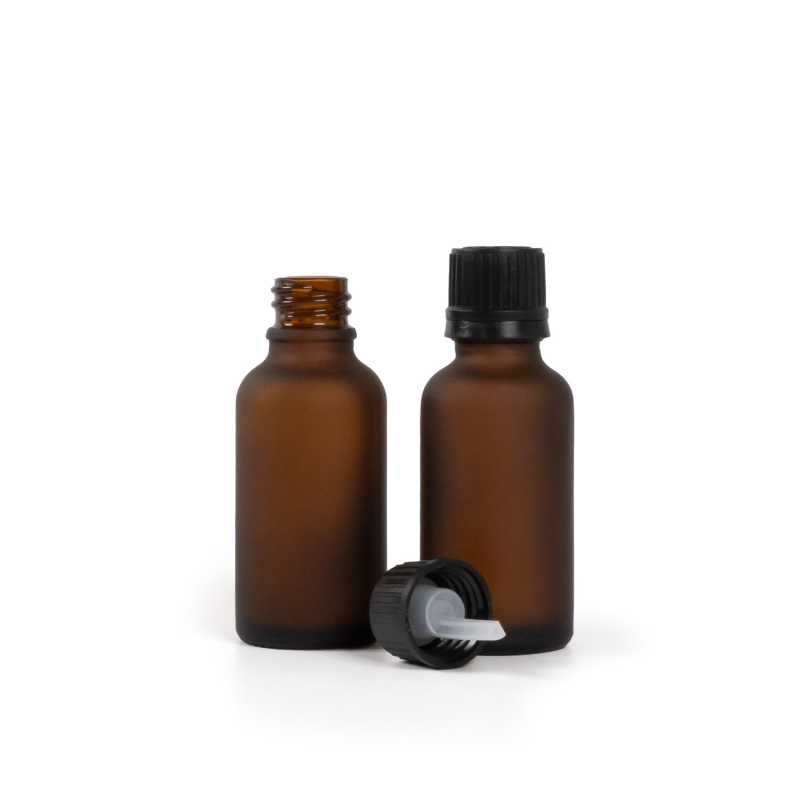 Amber Matte Glass Bottle, Black Cap & Dropper 30 ml