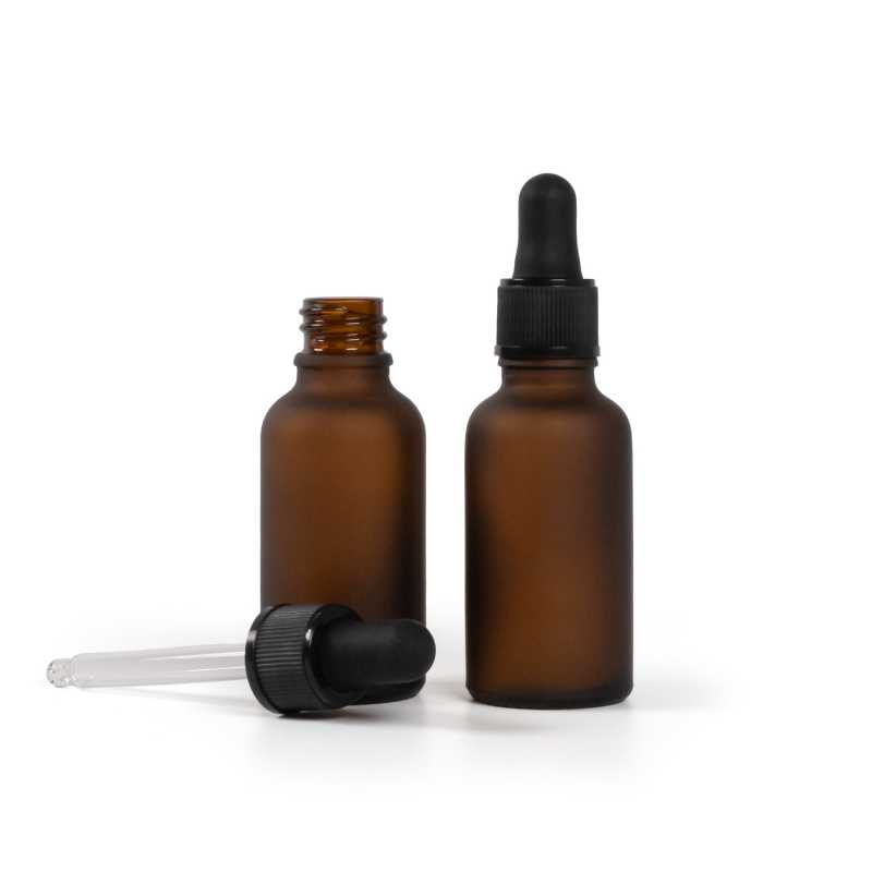 Amber Matte Glass Bottle, Matte Black Dropper, 30 ml