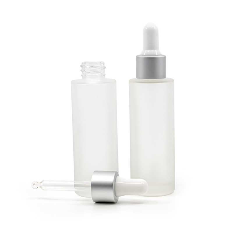 Frosted Glass Bottlee, Slim, Matte Silver White, 30 ml