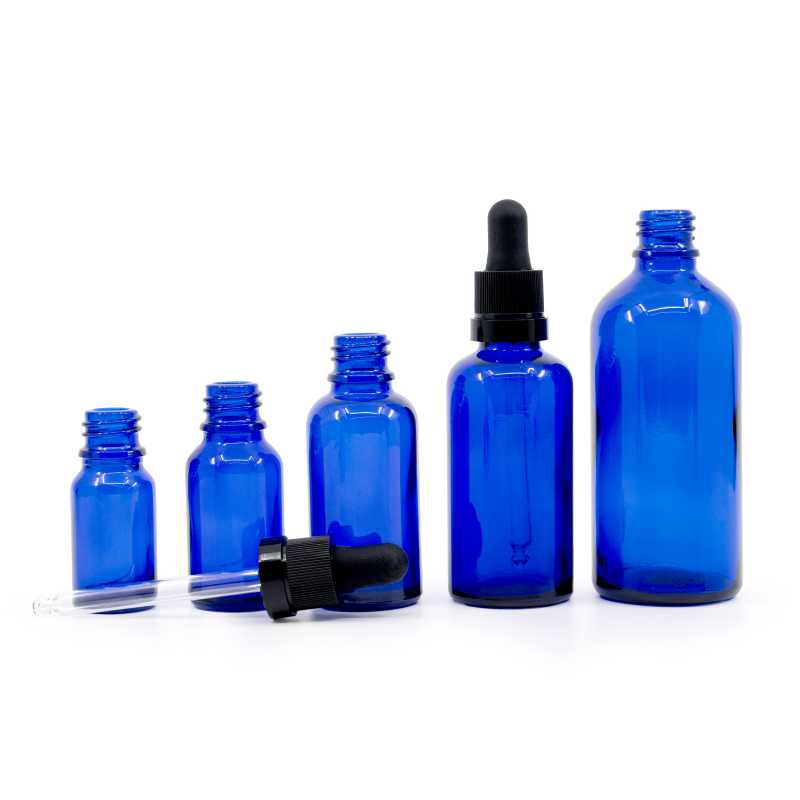 Theglass bottle, the so-called vial, is made of thick glass of dark blue colour. It is used for storing liquids, which, thanks to its colour, it effectively pro