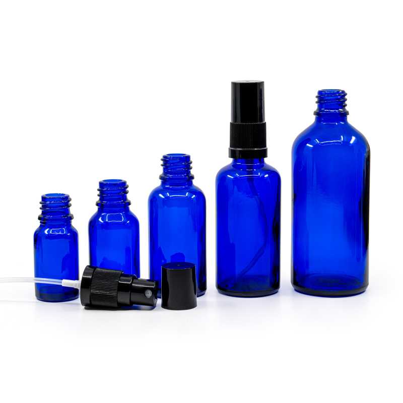 Theglass bottle, the so-called vial, is made of thick glass of dark blue colour. It is used for storing liquids, which, thanks to its colour, it effectively pro