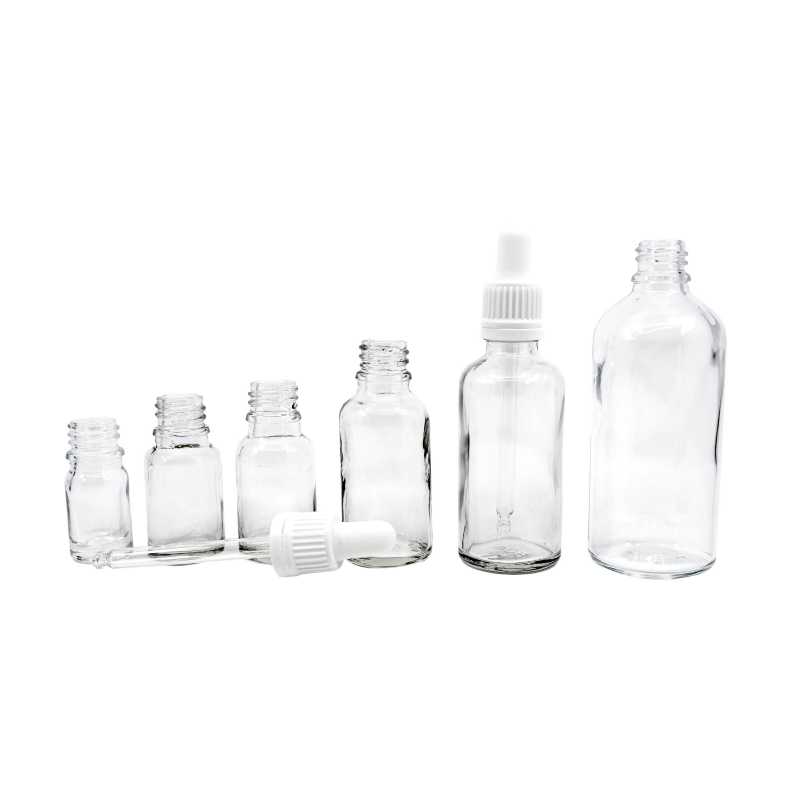 The glass bottle, the so-called vial, is made of thick transparent glass. It is used for storing liquids. Volume: 15 ml, total volume 18 mlBottle height: 64 mmB