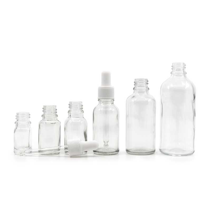 The glass bottle, the so-called vial, is made of thick transparent glass. It is used for storing liquids.Volume: 10 ml, total volume 15 mlHeight of bottle: 59,5