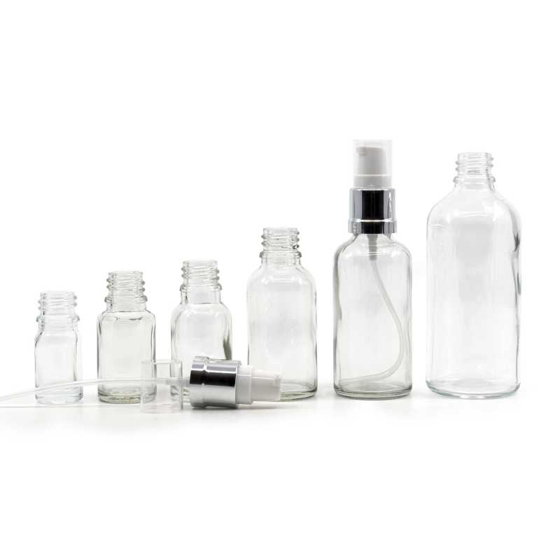 The glass bottle, the so-called vial, is made of thick transparent glass. It is used for storing liquids. Volume: 15 ml, total volume 18 mlBottle height: 64 mmB