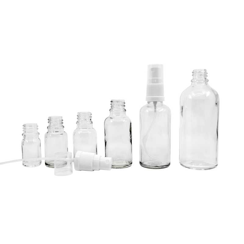 The glass bottle, the so-called vial, is made of thick transparent glass. It is used for storing liquids.Volume: 10 ml, total volume 15 mlHeight of bottle: 59,5