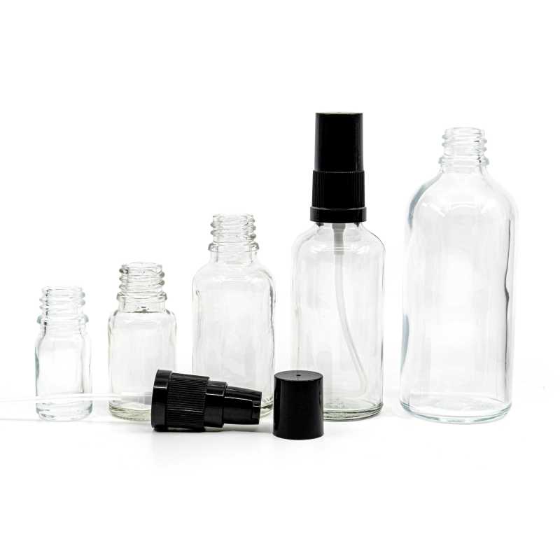 The glass bottle, the so-called vial, is made of thick transparent glass. It is used for storing liquids.Volume: 10 ml, total volume 15 mlHeight of bottle: 59,5